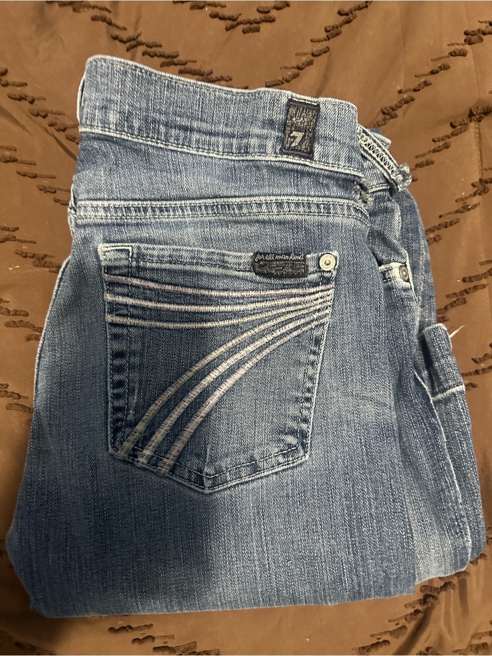 7 For All Mankind Light Blue Wide-Leg Jeans with Frayed Hem - Picture 6 of 6
